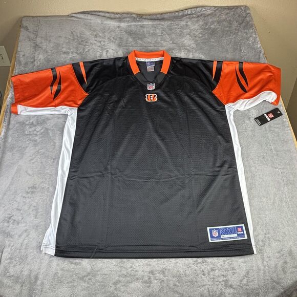 Cincinnati Bengals Jersey Mens 2XL Black Orange NFL Football Blank Mesh V Neck - Picture 1 of 11